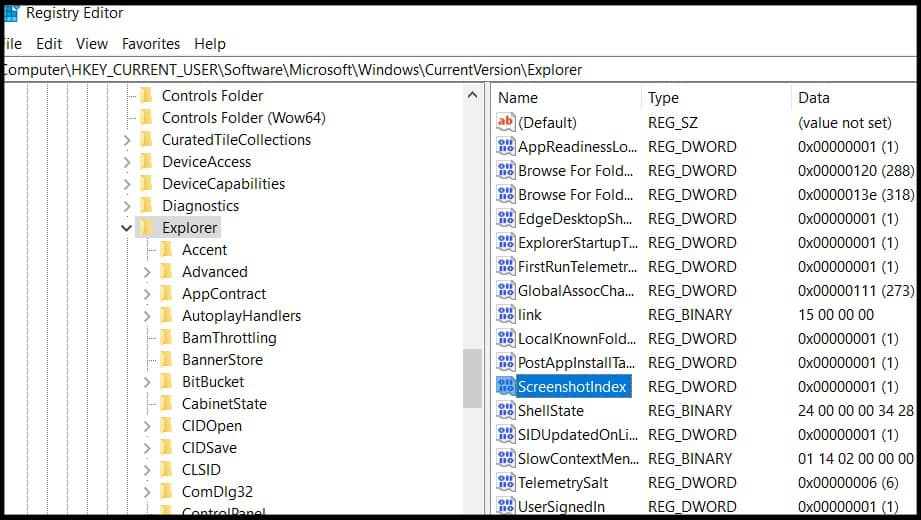 Windows Registry Editor Window