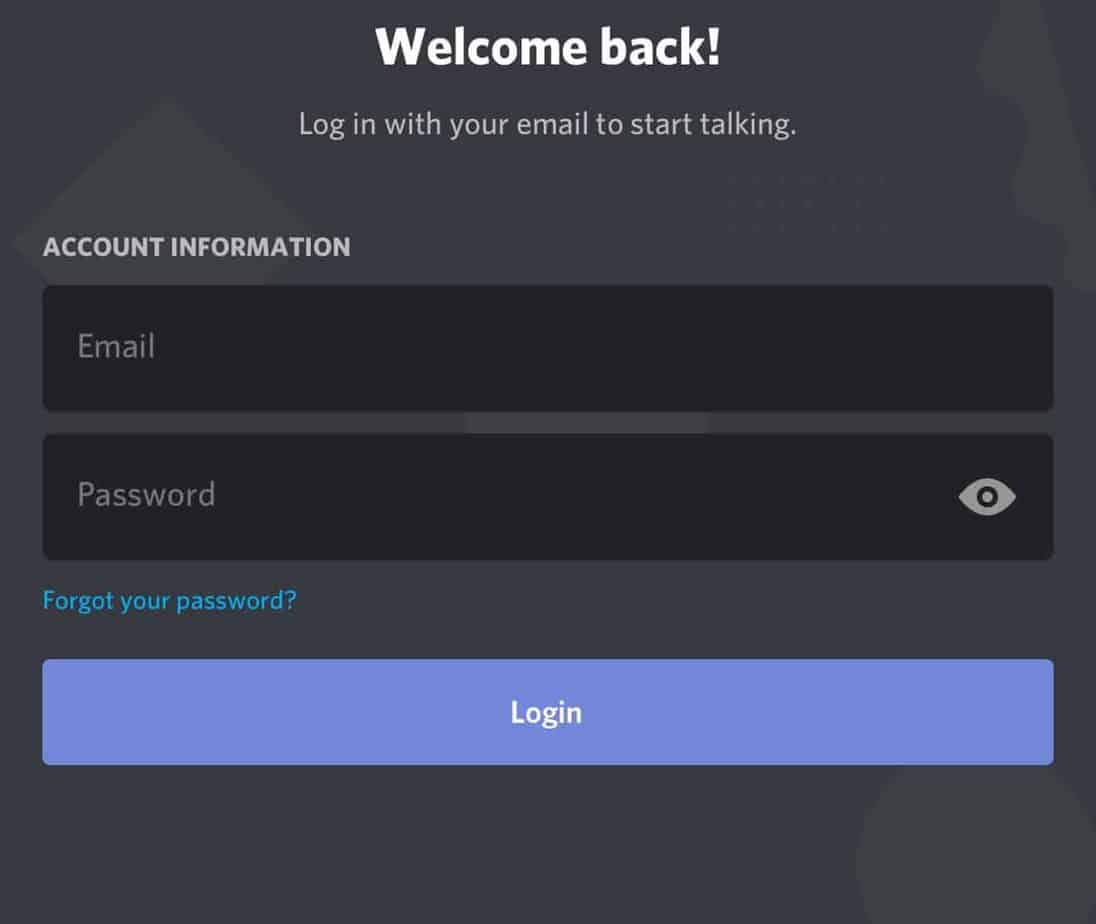 Enter your Discord email and click  “Forgot your password?”