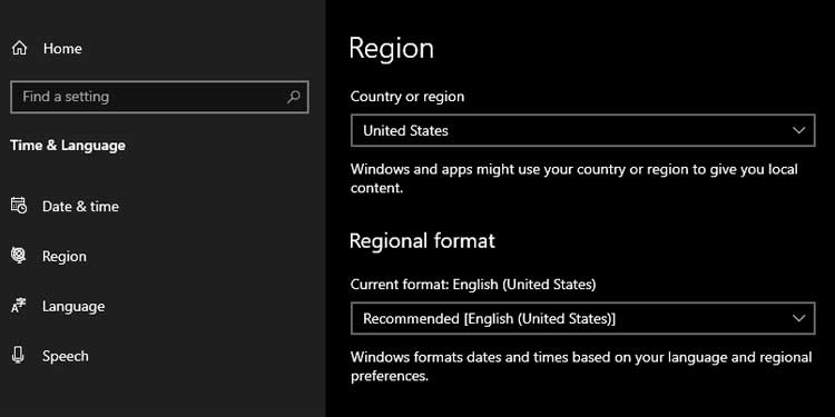Change Country or Region