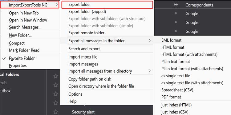 Thunderbird-export