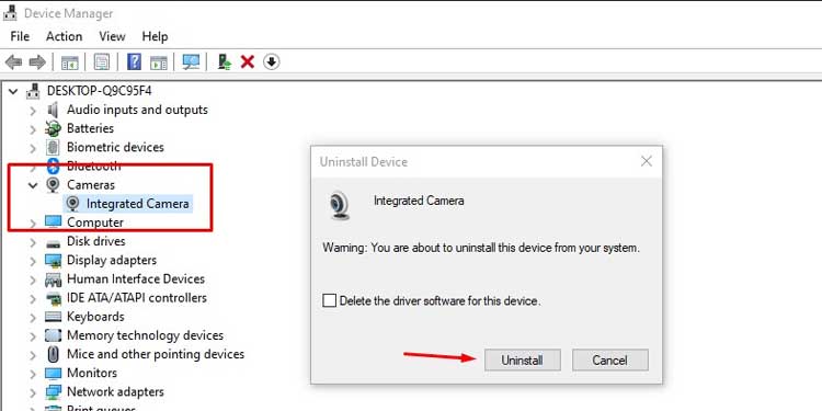 Uninstall Windows Camera Driver