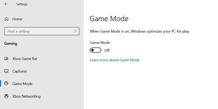 Windows Game Mode