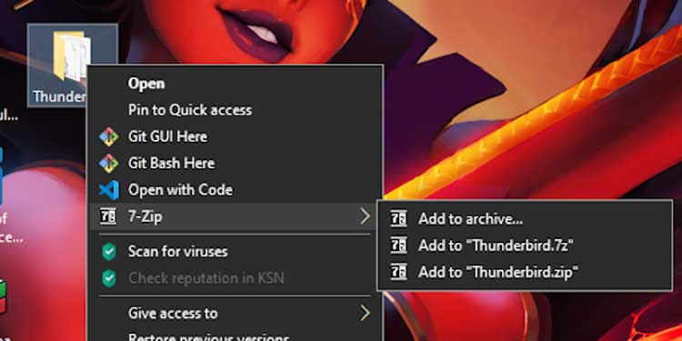 Zip Thunderbird Folder