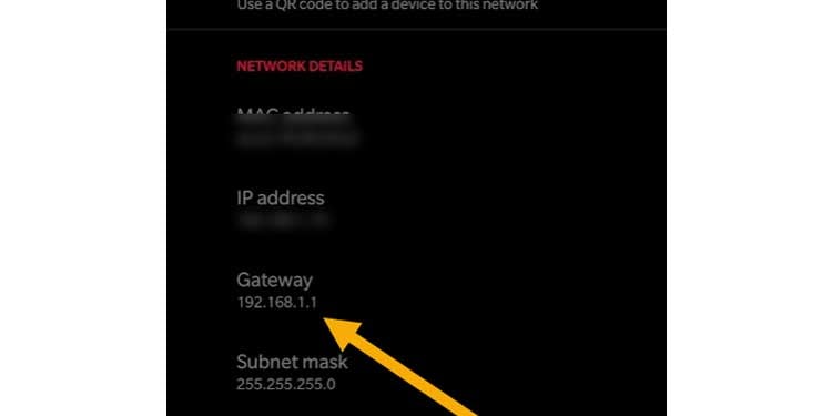  Gateway address or Router address