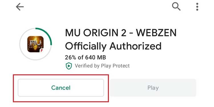 Google PlayStore Download Cancel
