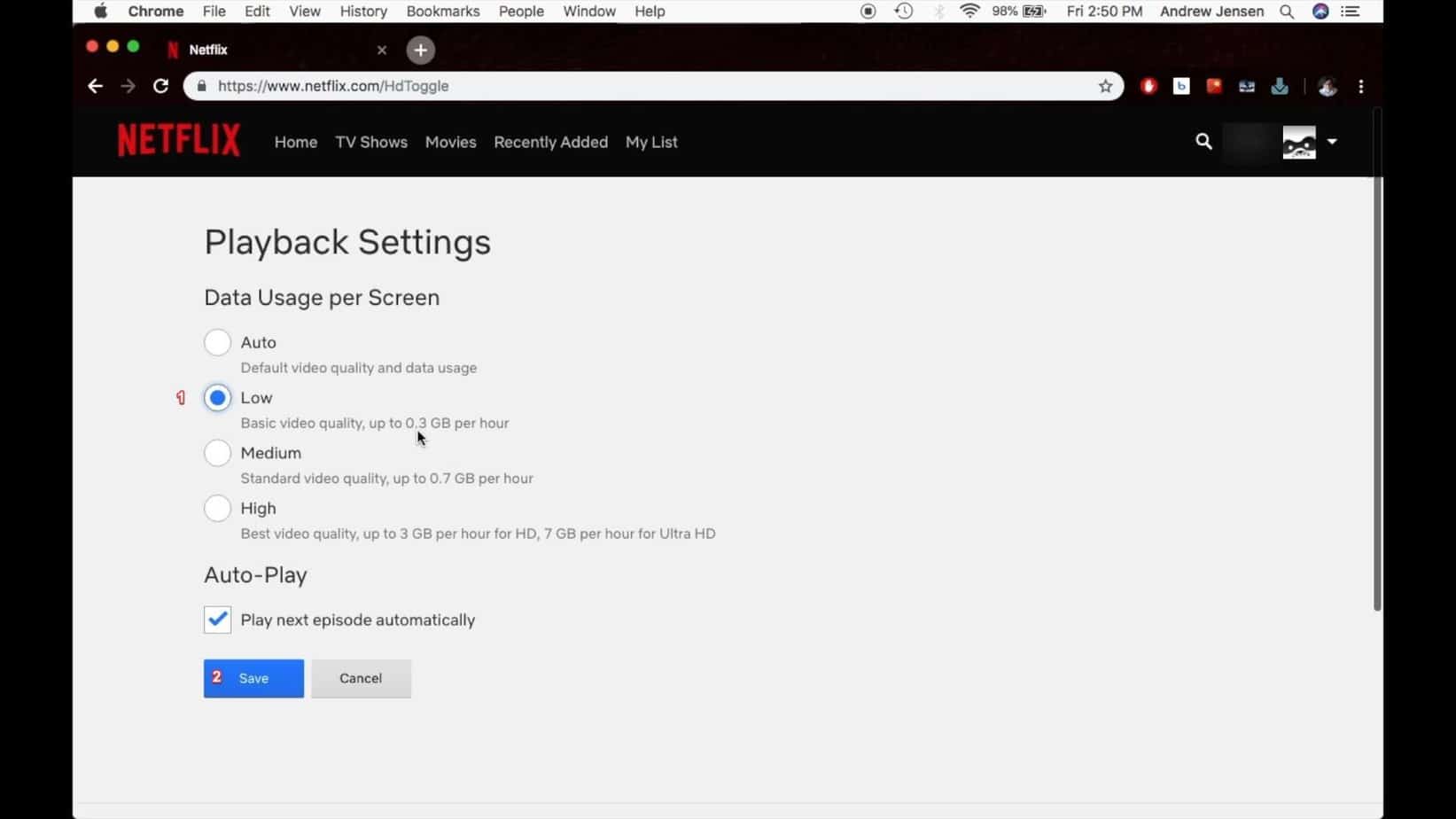 Playback Settings Netflix