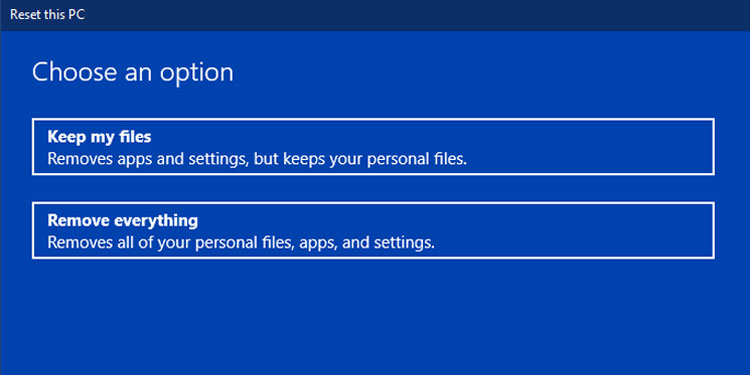 Reset This PC Windows Keep My Files