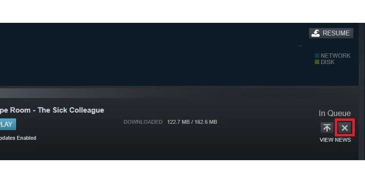 Steam Download Cross Cancel