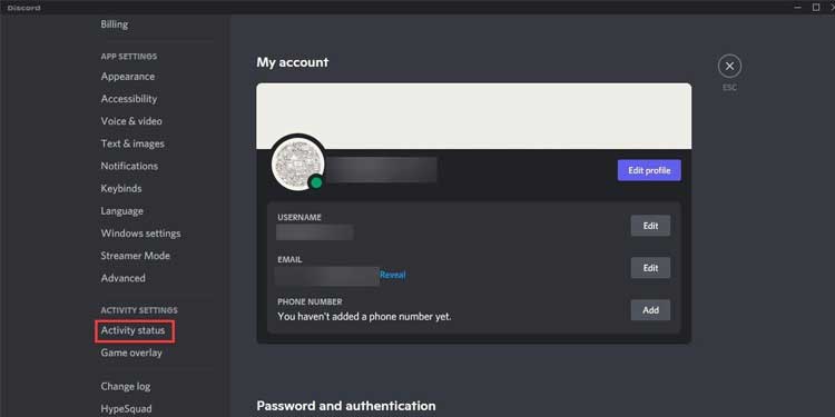 Activity Status Settings