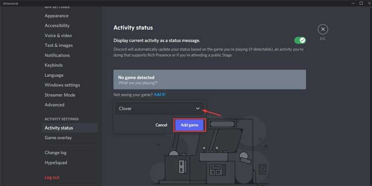 Add Game on Discord