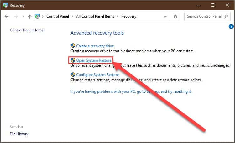 How to Fix system-restore-option