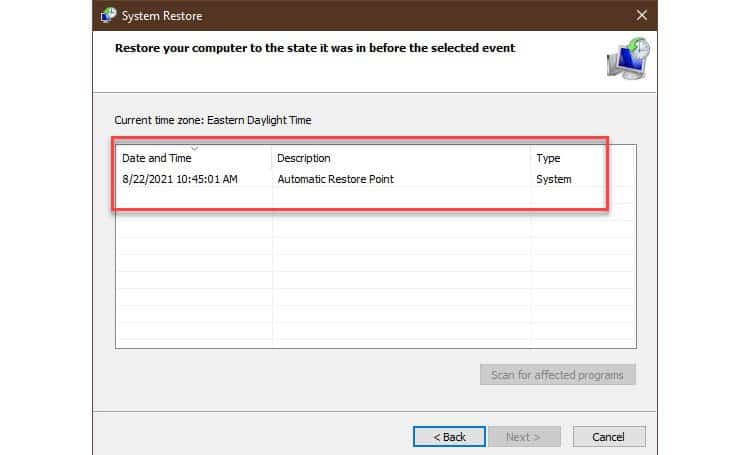 How to Fix system-restore-point