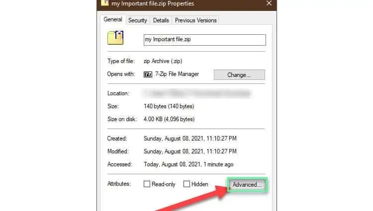 How To Password Protect A Zip File - Step By Step Guide 29 windows10-file-properties