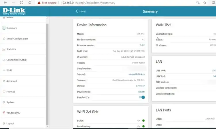 Dlink-Settings-Page