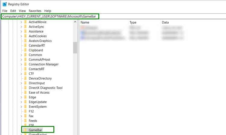Regedit Gamebar