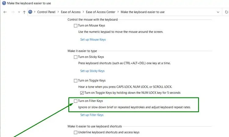 How to Fix Start Button Not Working Windows 51 Turn-on-Filter-Keys