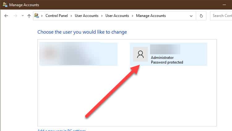 How to Fix control-panel-user-admin