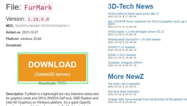 GPU Stress Test FurMark - Detailed Walkthrough 3 furmark-download-button GPU Stress Test
