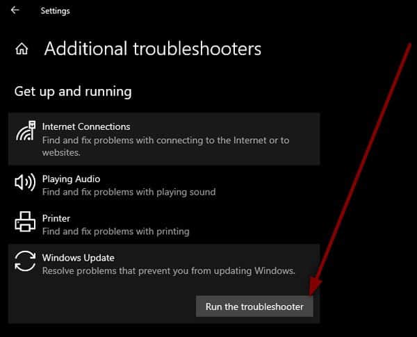 Additional Troubleshooter Internet Connections