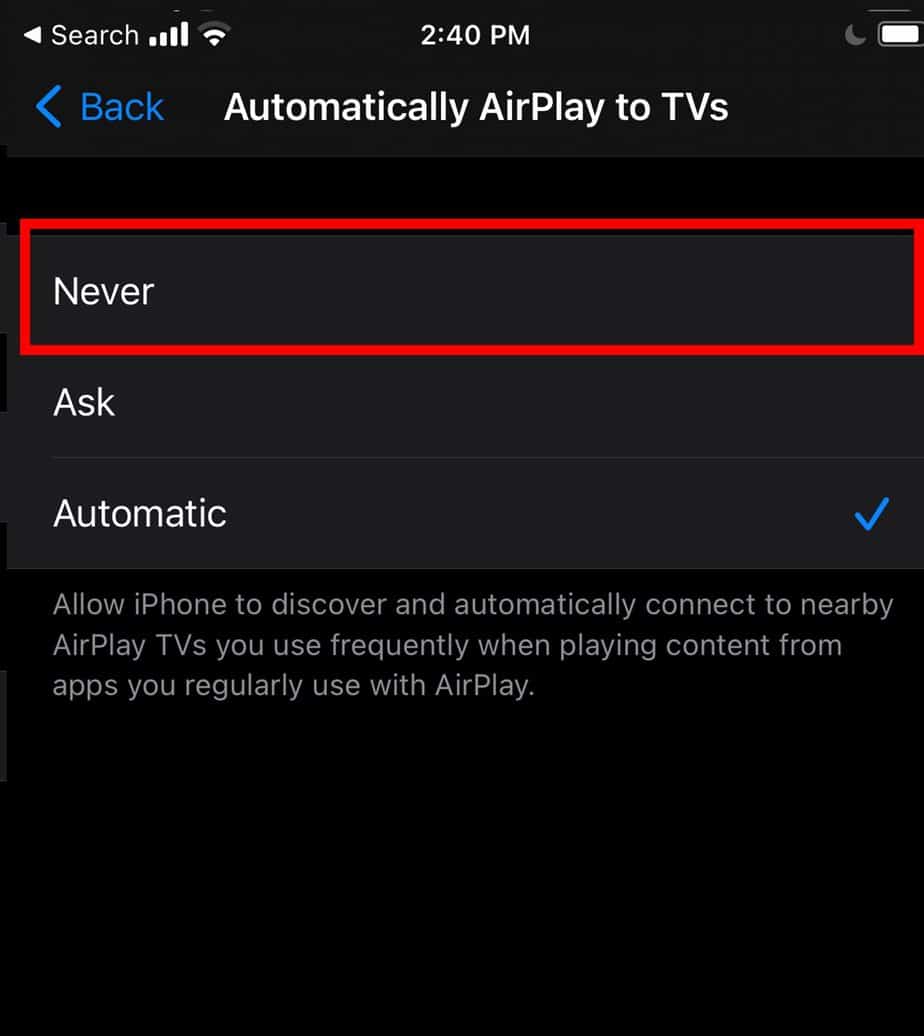 Automatic, Ask, and Never