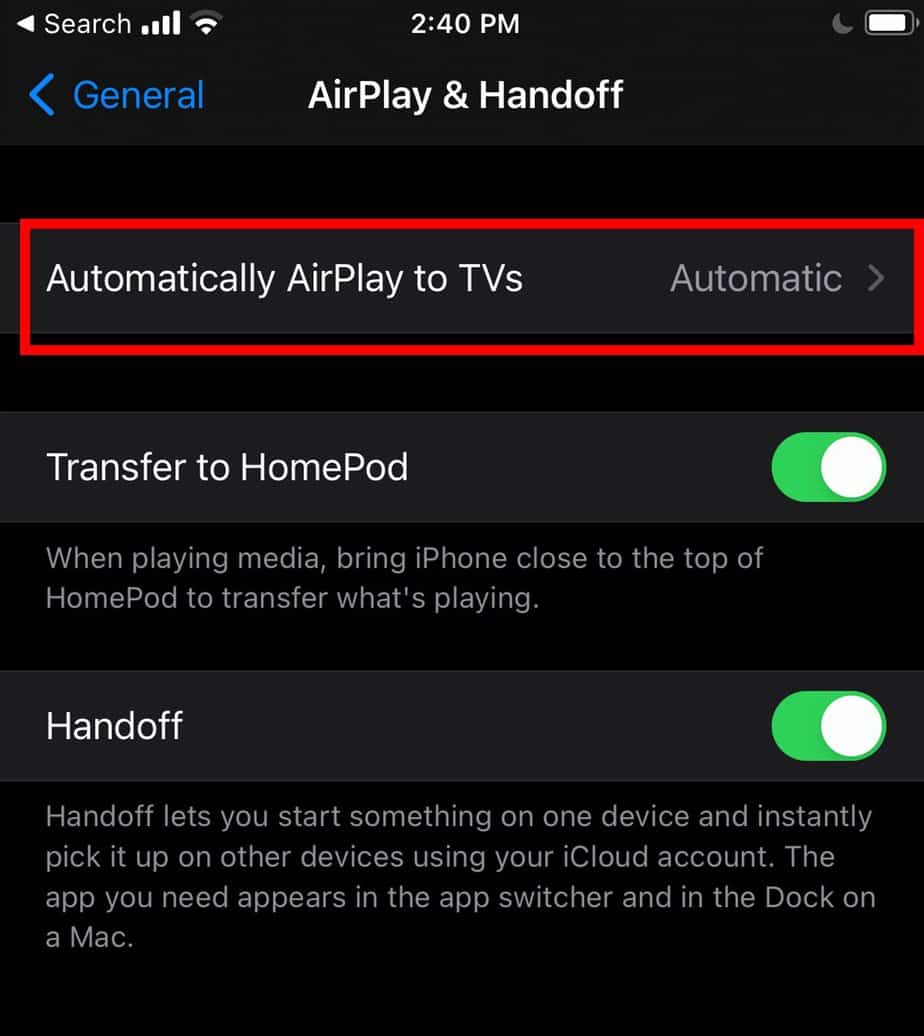 Automatically Airplay to TVs.
