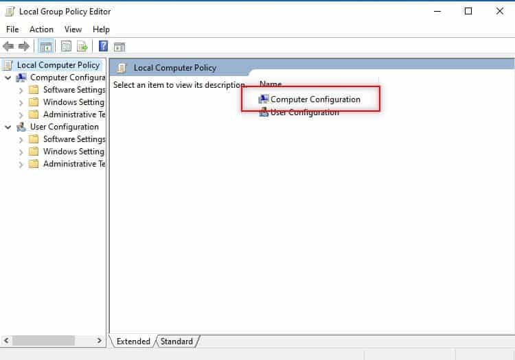 Computer Policy Settings
