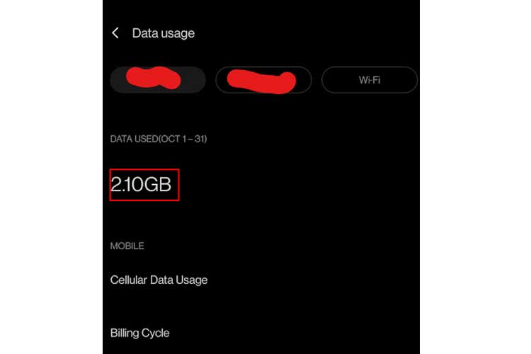 Data Used Android