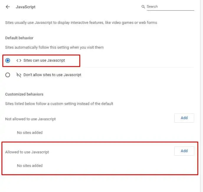 Javascript-allow