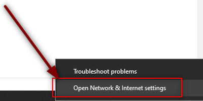 Open Network and Internet Settings