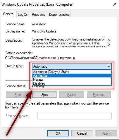Windows Update Properties(Local Properties)