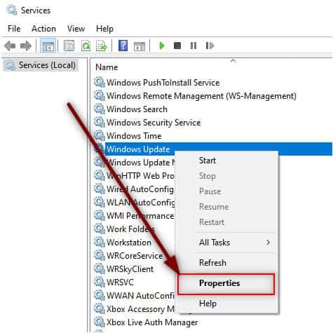 Windows Update Properties