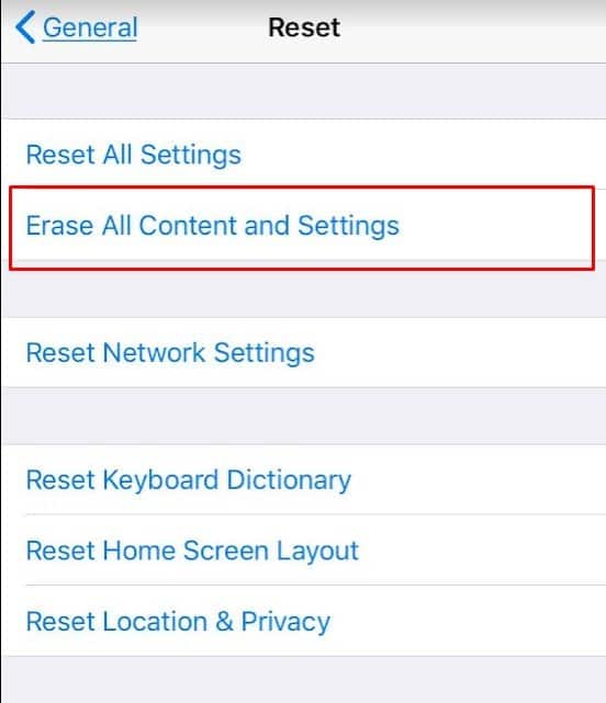 iphone erase all content and settings
