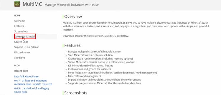 Download and install Multimc