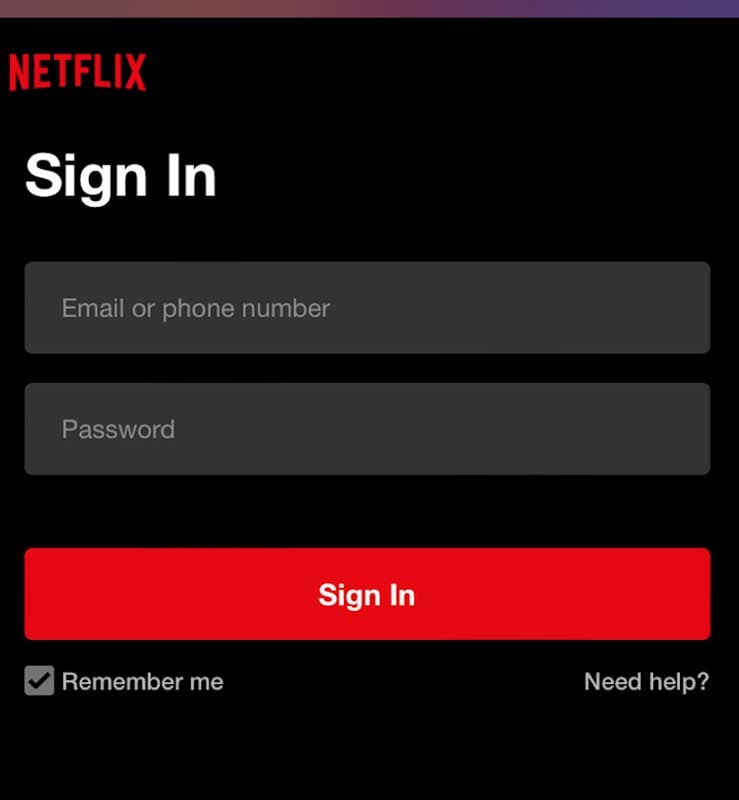 sign in to your netflix account