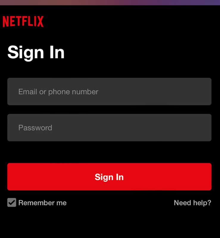 sign in to your netflix account