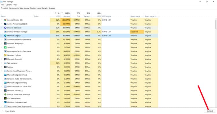 End task from task manager