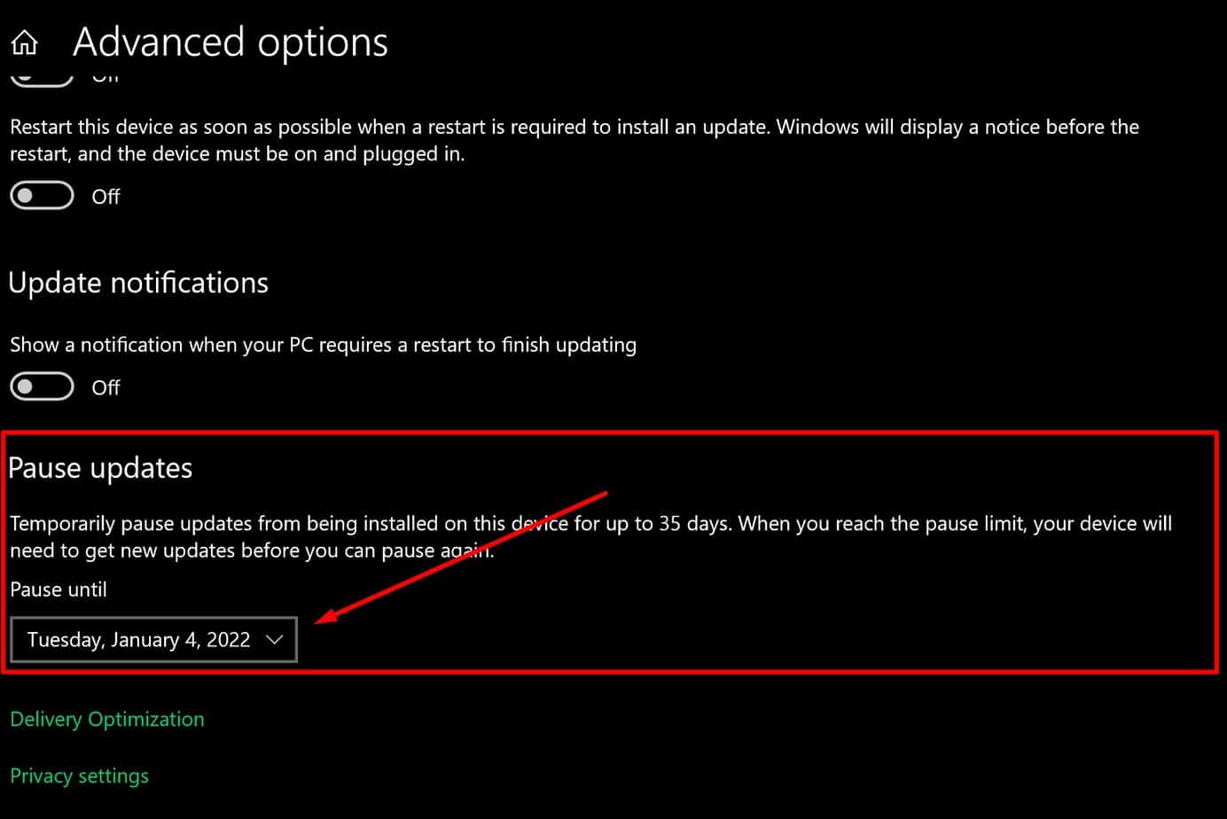 Pause Updates