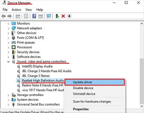 Sound-video-and-game-controllers-driver-update