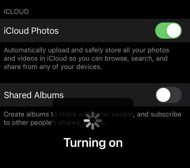Turn iCloud Photos on