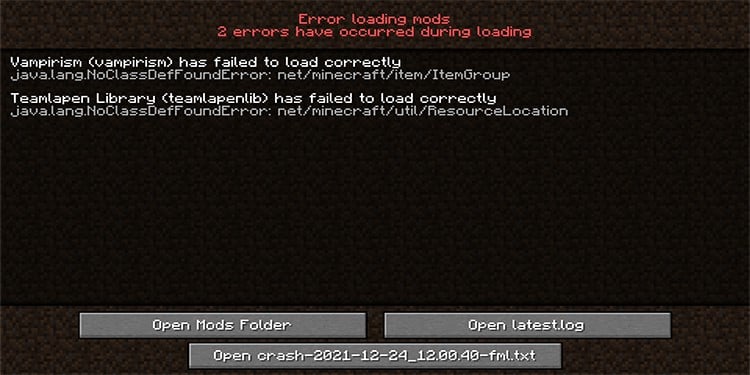 crashed mods