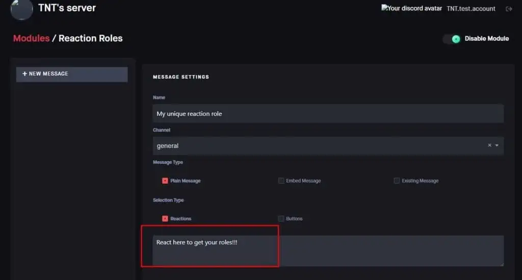 How to Make Reaction Roles on Discord 91 dyno-dashboard-enter-custom-message-1024x549