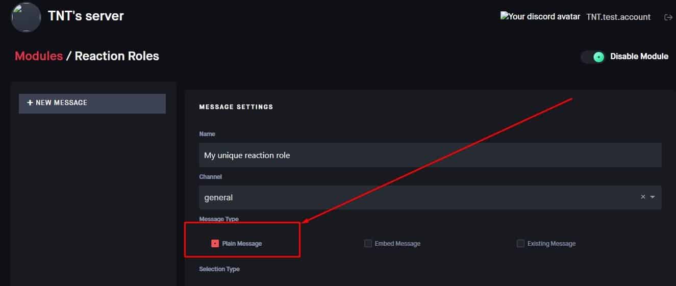 dyno dashboard select plain message