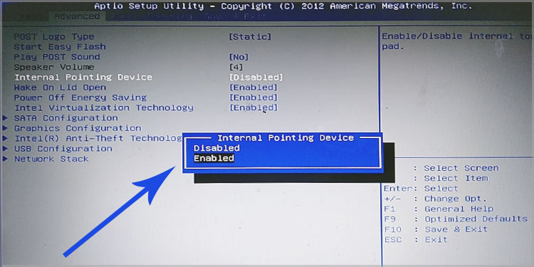Mouse Cursor Disappeared in Windows? 14 Ways To Fix 3 internal-pointing-device-bios