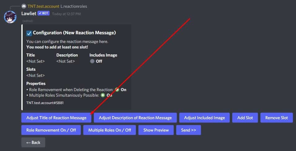 lawliet select adjust title of reaction message