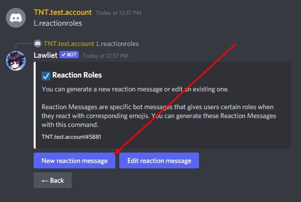 lawliet select new reaction message