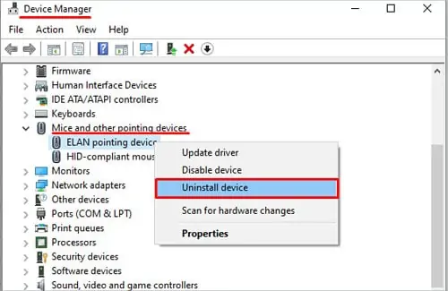 mice-and-other-pointing-device-uninstall-device