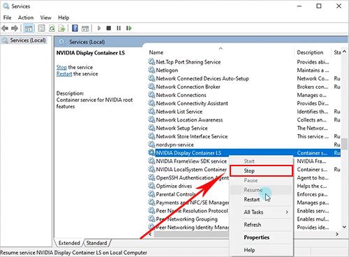 nvidai-display-container-stop