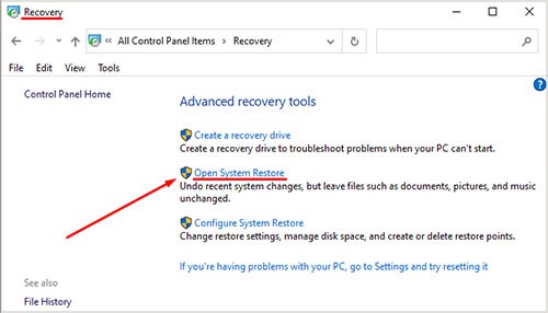 recovery-open-system-restore