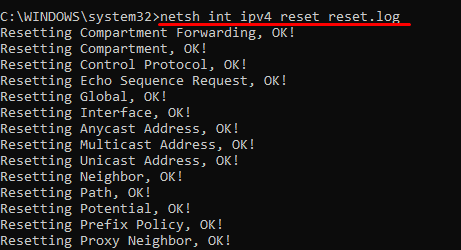 ipv4 reset