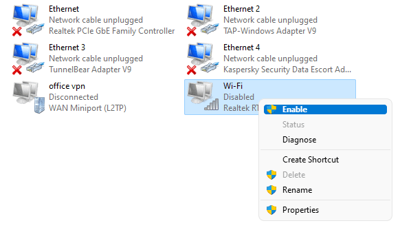 enable disable network adapter